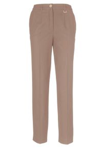Stoffhose GOLDNER "B&uuml;gelfaltenhose mit Teildehnbund", Damen, Gr. 44, N-Gr, beige, Obermaterial: 63% Polyester PES. 34% Viskose CV. 3% Elasthan EL., normal, Hosen Stoffhose, Dekoelement an der G&uuml;rtelschlaufe