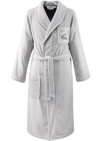Bademantel Lacoste "LRENE" Gr. XL, gris, XL, Baumwolle, Hausm&auml;ntel, Bademantel, mit Logostickerei Lacoste Krokodil