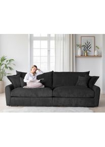 Big-Sofa Home Affaire "Finca XXL, B: 247 cm", anthrazit, B:247cm T:123cm, 100% Polyester, Sofas, Big-Sofa, 4 Zierkissen, Mega-Sofa, in Cord oder Chenille-Struktur, Federkern