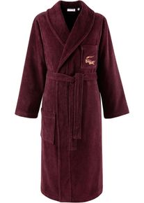 Bademantel Lacoste "LRENE" Gr. M, bordeaux, M, Baumwolle, Hausm&auml;ntel, Bademantel, mit Logostickerei Lacoste Krokodil