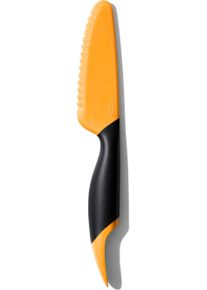 Obstschneider OXO GOOD GRIPS, orange, B:4cm L:25cm, Edelstahl, K&uuml;chenschneider, Obstschneider, Mangoschneider mit Portionierer und Riffelmesser
