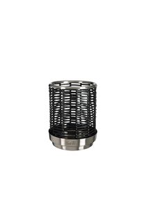Windlicht Fink "FLAVIO", silber (schwarz), B:13,2cm H:16,5cm T:13,2cm &Oslash;:13,2cm, Edelstahl, Eisen, Kerzenhalter, Windlicht