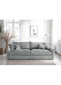 Big-Sofa Home Affaire "Finca XXL, B: 247 cm", hellgrau, B:247cm T:123cm, 100% Polyester, Sofas, Big-Sofa, 4 Zierkissen, Mega-Sofa, in Cord oder Chenille-Struktur, Federkern
