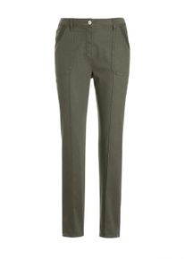 Stoffhose GOLDNER "Kurzgr&ouml;&szlig;e Gr&uuml;ne, konische Hose SARA, sportiv", Damen, Gr. 19, K-Gr, gr&uuml;n (khaki), Obermaterial: 61% Lyocell CLY. 36% Baumwolle CO. 3% Elasthan EL., gerade, Hosen Stoffhose, Aufgesetzte Eingrifftaschen