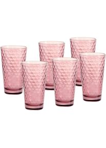 Ritzenhoff & Breker Longdrinkglas RITZENHOFF & BREKER "Favo, 6-teilig", berry, H:14,2cm &Oslash;:8,4cm, Glas, Trinkgef&auml;&szlig;e, Longdrinkglas, 6er Set, je 350 ml