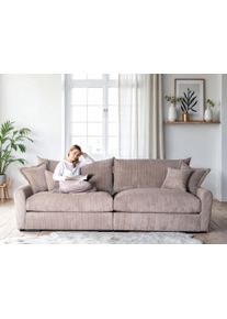 Big-Sofa Home Affaire "Finca XXL, B: 247 cm", taupe, B:247cm T:123cm, 100% Polyester, Sofas, Big-Sofa, 4 Zierkissen, Mega-Sofa, in Cord oder Chenille-Struktur, Federkern