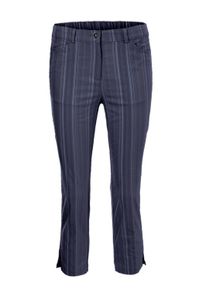 Caprihose GOLDNER "Verk&uuml;rzte Strukturhose in elastischer Ware", Damen, Gr. 40, N-Gr, blau (dunkelmarine), Obermaterial: 45% Elastomultiester ELE. 44% Baumwolle CO. 7% Viskose CV. 4% Polyester PES., normal, Hosen Caprihose, perfekter Sitz mit viel Komfort