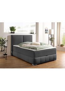 Boxbett OTTO HOME "Wehma mit Kopfteil inkl. Bettkasten", grau (anthrazit), B:150cm L:213cm, Komplettbetten, Boxbett, in H2, H3 & H4 w&auml;hlbar, inklusive Topper