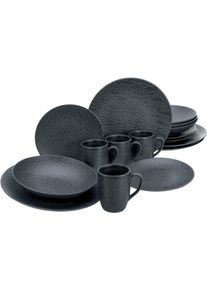 Kombiservice Creatable "Schiefer Black", schwarz, 16 Stk., Steinzeug, Geschirr-Sets, Kombiservice, robuste, kratzfeste, seidenmatte Glasur