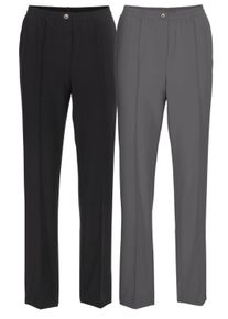 Schlupfhose GOLDNER "Stretchhosen mit elastischem Bund", Damen, Gr. 38, N-Gr, schwarz (grau, schwarz), Obermaterial: 100% Polyester COOLMAX(R) PES(Coolmax)., normal, Hosen Schlupfhose, Ohne