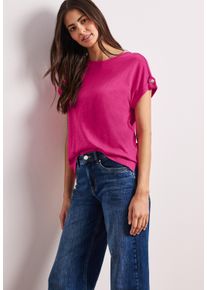 Shirttop Street One, Damen, Gr. 36, magenta dream, Jersey, Obermaterial: 50% Baumwolle, 50% Modal, unifarben, h&uuml;ftbedeckend, Rundhals, 1-Knopf-Manschette, Tops Shirttop, Sommershirt mit Rundhals und Knopfdetails