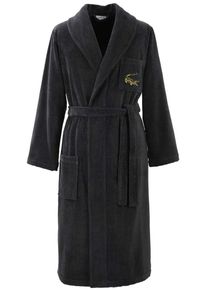 Bademantel Lacoste "LRENE" Gr. S, bitume, S, Baumwolle, Hausm&auml;ntel, Bademantel, mit Logostickerei Lacoste Krokodil