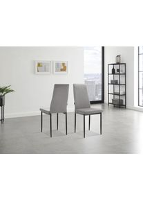 Esszimmerstuhl OTTO HOME "Remus", grau (grau, schwarz), B:53cm H:97cm T:42cm, Kunstleder;Samtvelours (100% Polyester), St&uuml;hle, Esszimmerstuhl, im 1er,2er und 4er Set erh&auml;ltlich, unterschiedliche Bezugsqualit&auml;ten