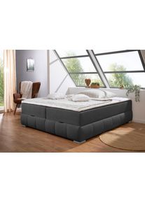 Boxbett OTTO HOME "Wehma ohne Kopfteil inkl. Bettkasten, auch in &Uuml;berl&auml;nge erh&auml;ltlich", anthrazit, Komplettbetten, Struktur, Liegefl&auml;che B/L: 200cm x 220cm, H2 + H2, 7-Zonen-Tonnentaschen-Federkernmatratze, Boxbett, in H2, H3 & H4 w&auml;hlbar, inklusive Topper, B:204cm L:224cm