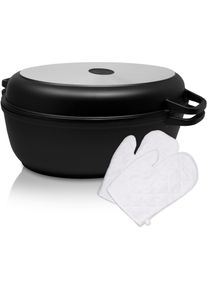 Kr&uuml;ger Br&auml;ter KR&Uuml;GER "Aluguss Multibr&auml;ter mit Grilldeckel LEIPZIG, 38 x 24,5 x 13 cm", schwarz, B:24,5cm H:13cm L:38cm, T&ouml;pfe, Br&auml;ter, hochwertige Antihaft-Versiegelung