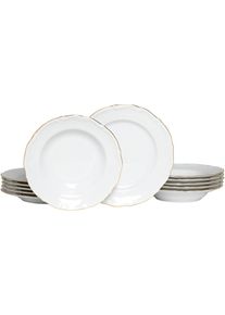 Tafelservice Creatable "Maria Theresia, Tafel-Service 12-tlg", gold (wei&szlig;, goldfarben), 12 Stk., Porzellan, Geschirr-Sets, Tafelservice, Teller Set, Traditionelle Porzellanform