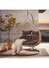 Ambia Garden H&auml;ngesessel, Creme, Dunkelgrau, Metall, Kunststoff, F&uuml;llung: Schaumstoff,Schaumstoff, 203 cm, Gartenm&ouml;bel, Gartenschaukeln, H&auml;ngesessel