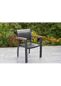 Gardenson , Graphitfarben, Naturfarben , Metall, Kunststoff , 55x84x61 cm , stapelbar , Gartenm&ouml;bel, Gartensessel, Gartensessel stapelbar