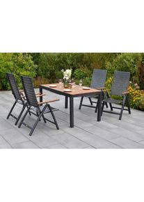 Gardenson , Graphitfarben, Naturfarben , Metall, Kunststoff , rechteckig , St&uuml;hle klappbar, R&uuml;ckenlehne mehrfach verstellbar , Gartenm&ouml;bel, Gartenm&ouml;bel-Sets, Gartengarnituren