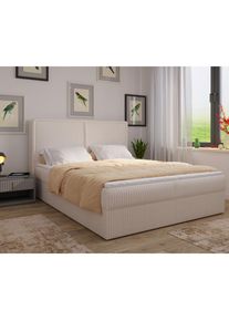 Mid.you , Beige , Holz , Kiefer,Kiefer , 180x200 cm , gepolstertes Kopfteil, Stoffauswahl, Topper durchgehend, in verschiedenen Gr&ouml;&szlig;en erh&auml;ltlich , Schlafzimmer, Betten, Boxspringbetten