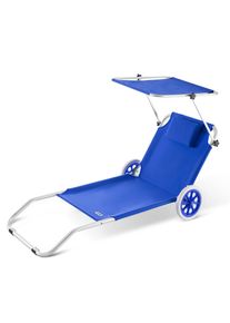 Casaria Gartenliege Kreta Blau Alu mit Rollen