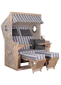 Strandkorb Trendy Pure Akazie/Wei&szlig;grau