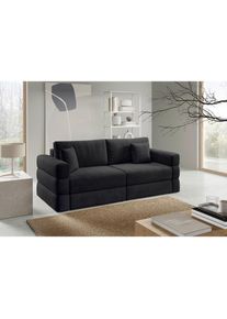 Livetastic , Schwarz , Textil , F&uuml;llung: Polyurethan (Pur), Silikon,Polyurethan (Pur), Silikon , 254x93x167 cm , Made in EU , Wohnzimmer, Sofas & Couches, Schlafsofas, Schlafsofas