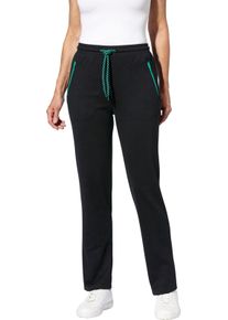 Dames Vrijetijdsbroek met tunnelkoord zwart/smaragdgroen Maat 56