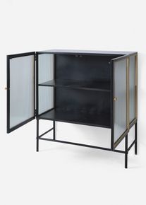 bonprix Metall Schrank, schwarz, Gr.85x80 cm, Moderner Schrank mit goldfarbenen Akzenten