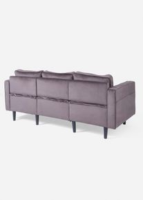 bonprix Samt Sofa, grau, Gr.80x189 cm, 3-Sitzer-Sofa mit Samtbezug