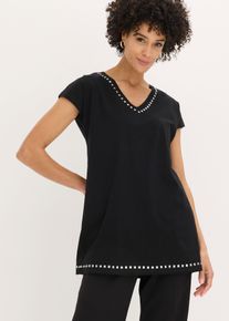 bonprix Długi shirt, czarny, 52/54