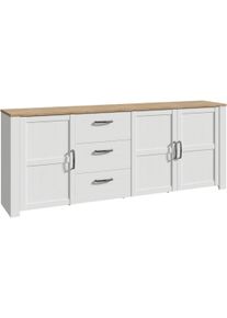 Sideboard FORTE "Bohol, gro&szlig;es Sideboard,Breite 2,20 mtr. Soft-Close, Stauraum", riviera eiche, sibiu l&auml;rche hell, B:220,8cm H:87cm T:42cm, Spanplatte, Sideboards, Sideboard, B/H/T 220,8/87/42cm, 3 T&uuml;ren, 3 SK