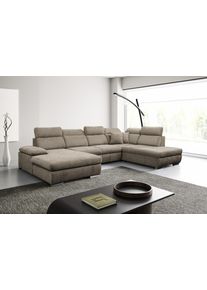 Wohnlandschaft WERK2 "Cordoba inkl. Bett, Bettkasten & Kopfteilfunktion, Breite 359 cm", natur, B:359cm H:86cm T:232cm, Sofas, Wohnlandschaft