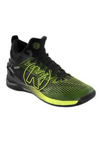 Hallenschuh Kempa "Hallen-Sport-Schuhe ATTACK MID", Damen, Gr. 12, schwarz (schwarz, fluo gelb), Obermaterial: 100% Textilmaterial TEXMAT., Schuhe Hallenschuh