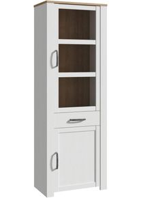 Highboard FORTE "Bohol, Vitrine, 1 Glast&uuml;re,1 SK, 1 T&uuml;re", riviera eiche, sibiu l&auml;rche hell, B:71,7cm H:205,4cm T:42cm, Glas, Spanplatte, Sideboards, Highboard, B/H/T 71,7/205,4/42 cm Beleuchtung optional bestellbar