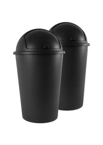 M&uuml;lleimer 2er-Set Schwarz Kunststoff je 50L