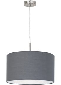 Eglo H&auml;ngeleuchte "PASTERI", grau (grau, nickelfarben), 1, &Oslash; 38cm, Leuchten, H&auml;ngelampe, Wohnzimmer, Esszimmer, K&uuml;che, Textilschirm, 110x38cm, H&auml;ngeleuchte