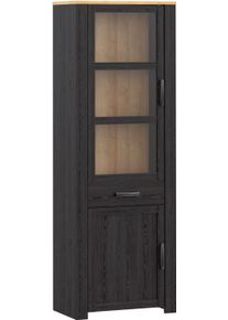 Highboard FORTE "Bohol, Vitrine, 1 Glast&uuml;re,1 SK, 1 T&uuml;re", riviera eiche, cabazone eiche, B:71,7cm H:205,4cm T:42cm, Glas, Spanplatte, Sideboards, Highboard, B/H/T 71,7/205,4/42 cm Beleuchtung optional bestellbar