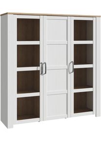 Highboard FORTE "Bohol, gro&szlig;es Highboard 2, Glast&uuml;ren, viel Stauraum", riviera eiche, sibiu l&auml;rche hell, B:151,1cm H:160,6cm T:42cm, Glas, Spanplatte, Sideboards, Highboard, B/H/T 151,1/160,6/42 cm Beleuchtung optional bestellbar