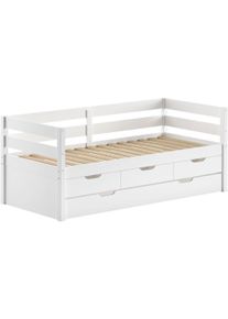 Funktionsbett Vipack "Margrit mit Bettschublade, in zeitlosem Design, universell einsetzbar", wei&szlig;, neutral, B:97,8cm H:85,5cm L:211cm, Daybetten, Funktionsbett, Massivholzbett mit 3 Schubladen, wahlweise in 2 Farben erh&auml;ltlich