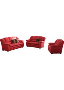 Polstergarnitur COTTA "Casino, Sofa Set, 3-2-1 Sitzer, Wohnzimmer Garnitur", rot, H:88cm T:92cm, FSC-zertifizierter Holzwerkstoff, Sitzm&ouml;bel-Sets, Polstergarnitur, Sessel, 2-Sitzer, 2,5-Sitzer, hohe R&uuml;ckenlehne