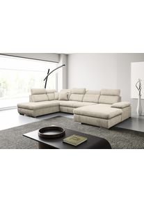 Wohnlandschaft WERK2 "Cordoba inkl. Bett, Bettkasten & Kopfteilfunktion, Breite 359 cm", beige, B:359cm H:86cm T:232cm, Sofas, Wohnlandschaft
