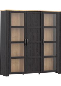 Highboard FORTE "Bohol, gro&szlig;es Highboard 2, Glast&uuml;ren, viel Stauraum", riviera eiche, cabazone eiche, B:151,1cm H:160,6cm T:42cm, Glas, Spanplatte, Sideboards, Highboard, B/H/T 151,1/160,6/42 cm Beleuchtung optional bestellbar