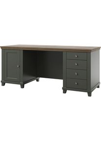Schreibtisch Helvetia "Evora Schreibtisch", gr&uuml;n, eiche lefkas, gr&uuml;n, eiche lefkas, B:180cm H:77cm T:70cm, Tische, Schreibtisch, Schreibtisch in moderner Landhaus Stil