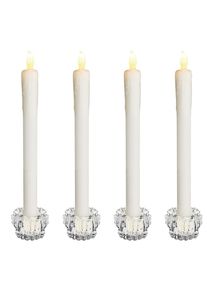 Monzana Kaarsen Set van 4 Cr&egrave;me Was 26cm LED incl Kandelaar