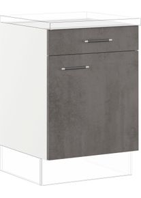 Unterschrank IMPULS K&Uuml;CHEN "Prag", in drei Breiten, H&ouml;he: 72,3 cm, mit Soft-Close", grau (beton, optik schiefer dunkelgrau), B:60cm H:72,3cm T:57,6cm, Dekorfolie, Holzwerkstoff, Schr&auml;nke, Unterschrank, vormontiert, mit Schubkasten und einem Einlegeboden hinter der T&uuml;r