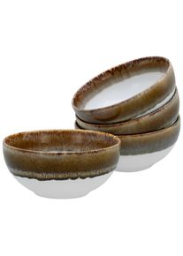 Schale Creatable "Cascade, Buddha Bowl 17,5 cm 4-tlg", braun, H:8,5cm &Oslash;:17,5cm, Steinzeug, Sch&uuml;sseln, Schale, Rekativglasur, Healthy Food