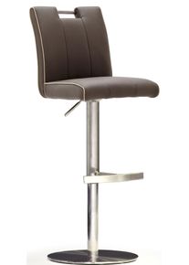 Bistrostuhl MCA furniture "BARBECOOL Barhocker Bistrostuhl Tresenhocker", braun (braun, edelstahl geb&uuml;rstet, braun), B:42cm H:89cm T:51cm, Leder, St&uuml;hle, Bistrostuhl, mit R&uuml;ckenlehne, Bodenplatte rund, 360 drehbar, Sitzh&ouml;he von 55-80cm