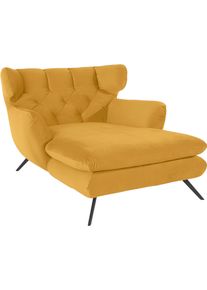 Loveseat 3C CANDY "Beatrice Loungesessel, Ohrensessel, bequem zum Relaxen, Breite 100cm", gelb (curry), B:126cm H:95cm T:160cm, Samt-Optik (100% Polyester), Sessel, Loveseat, mit Knopfheftung im R&uuml;cken, Fernsehsessel, Relaxsessel