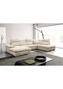 Wohnlandschaft WERK2 "Cordoba inkl. Bett, Bettkasten & Kopfteilfunktion, Breite 359 cm", beige, B:359cm H:86cm T:232cm, Sofas, Wohnlandschaft